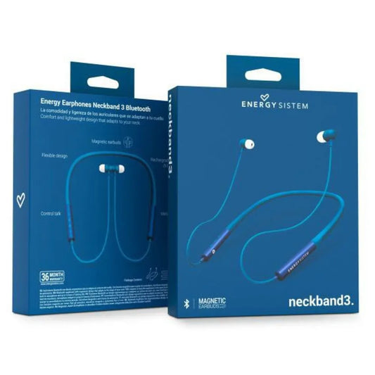 Energy Sistem Neckband 3 - Auriculares Bluetooth con Diseño ergonómico, Color Azul